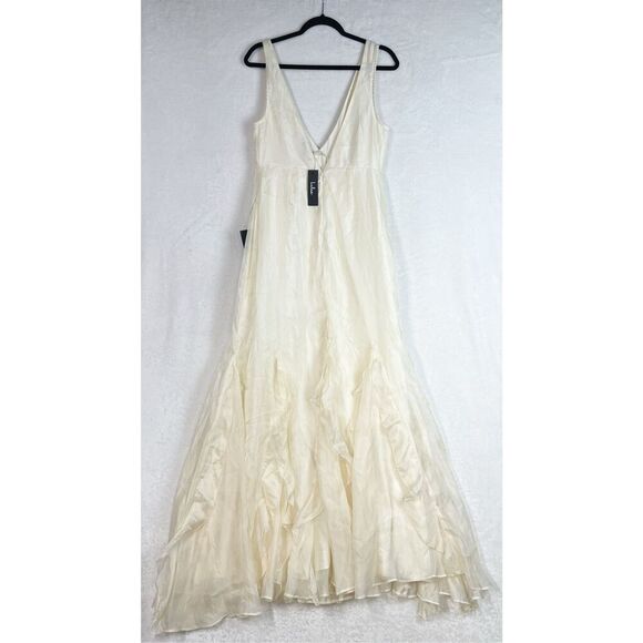 Lulus Deluca Ivory Sleeveless Ruffled Maxi Dress Size L NWT - Picture 7 of 10